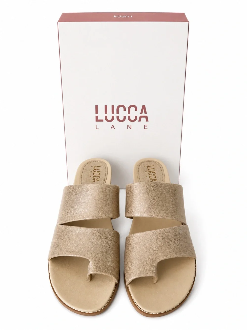 Lucca Lane Light Gold Metallic Slide Sandals Size 11